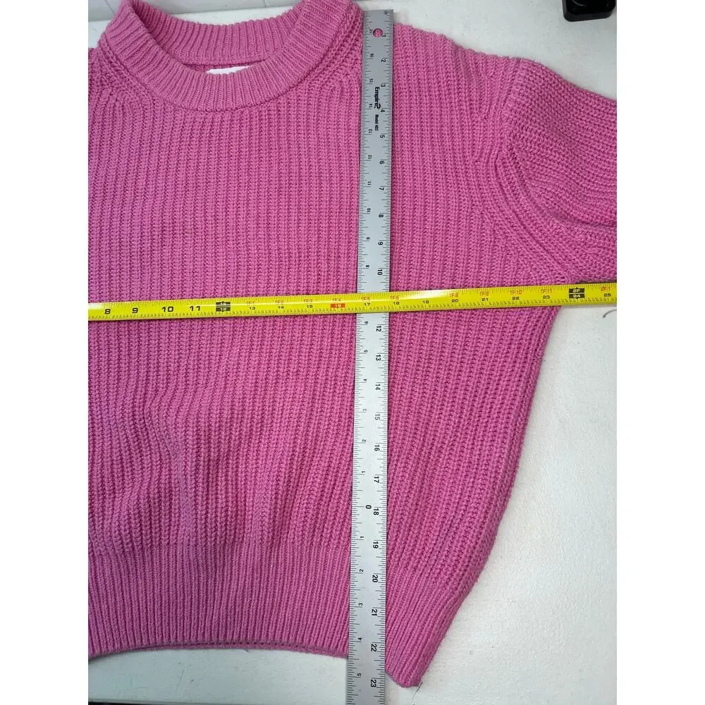 Samsoe Samsoe Kaylie Cotton Chunky Ribknit Crewneck Sweater in Bubblegum Size M.